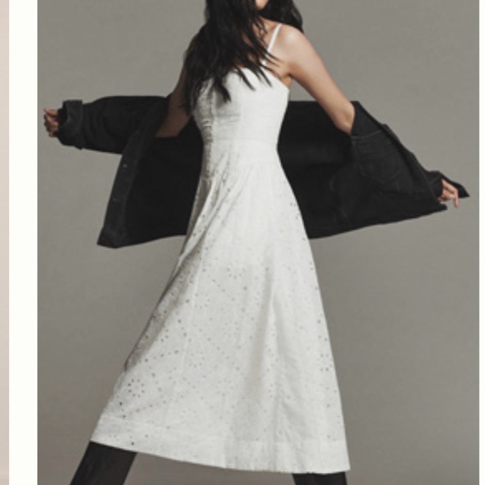 Anthropologie NWT White Eyelet Spaghetti-Strap Maxi Dress